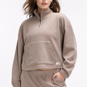 Peloton Women's Taupe Waffle Quarter-Zip Sweatshirt